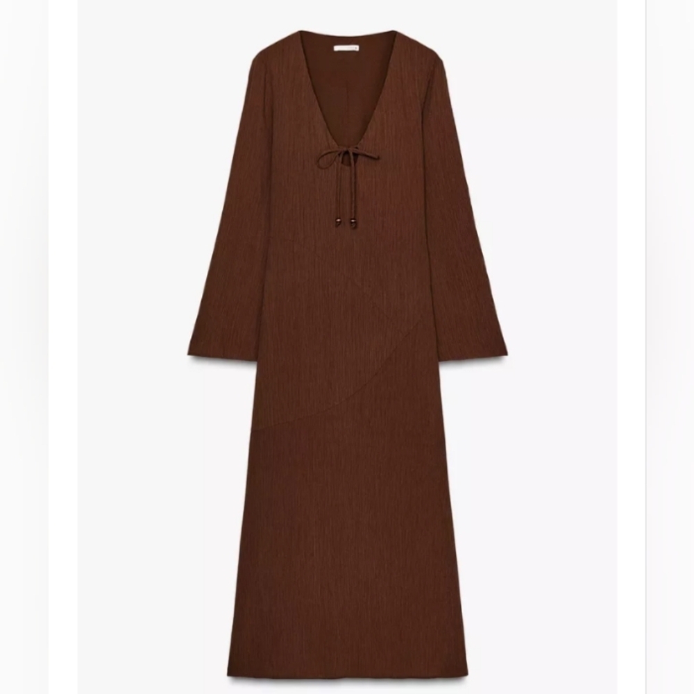 Zara V-Neck Tie Midi Dress